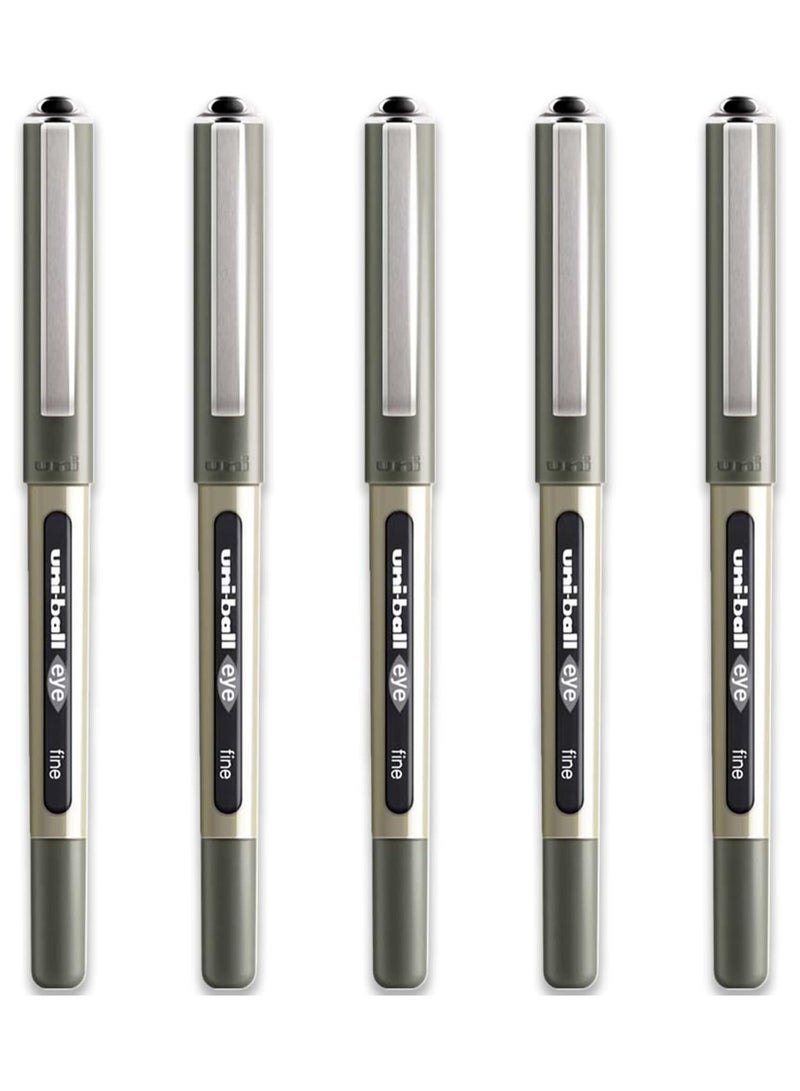 Uniball Uni-Ball Eye Fine Rollerball Pen 0.7 Mm Line Ub-157 Black Pack Of 5 - Image 1
