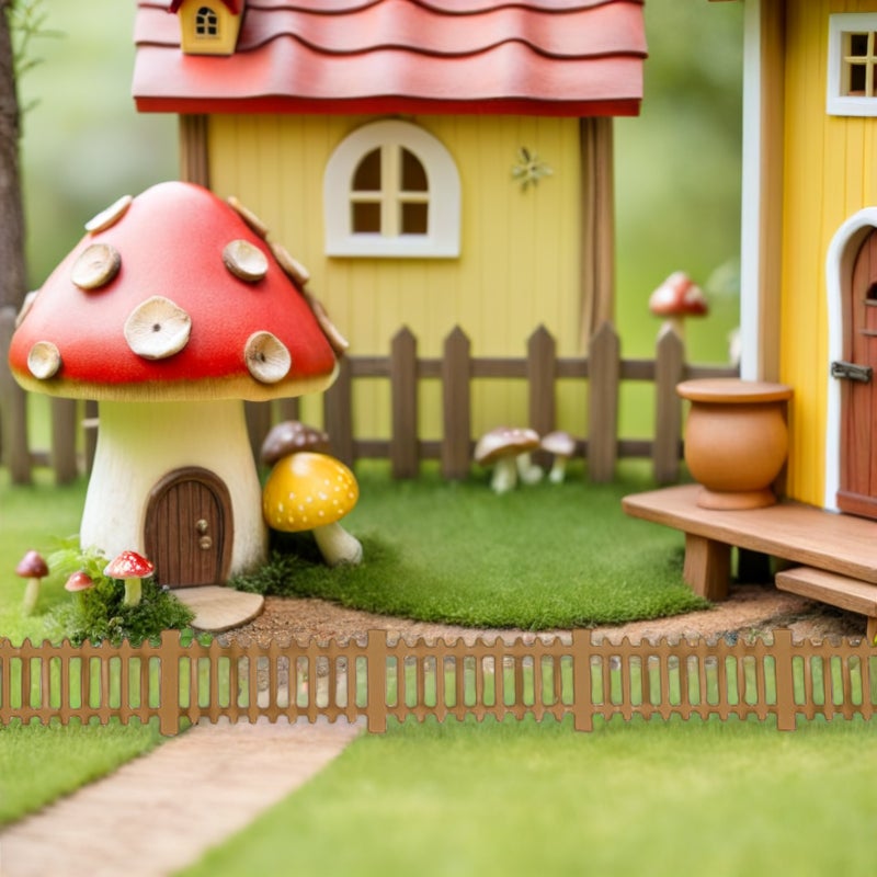 Miniature Picket Fence for DIY Sand Table Models Decorative Garden Edging for Dollhouses and Courtyard Landscaping Brown - Image 3