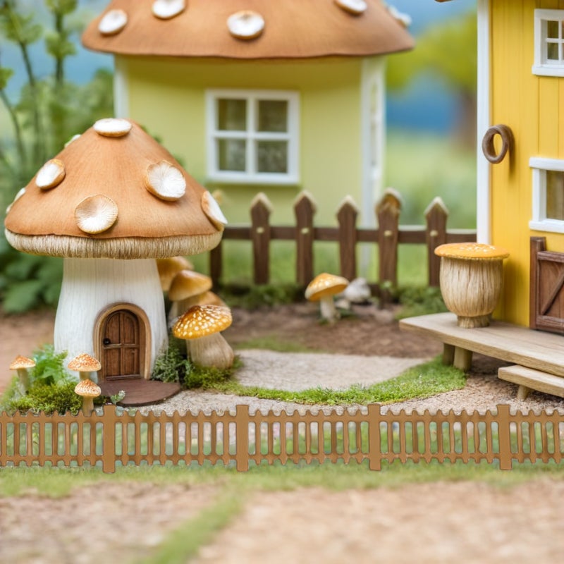 Miniature Picket Fence for DIY Sand Table Models Decorative Garden Edging for Dollhouses and Courtyard Landscaping Brown - Image 4