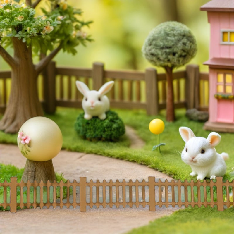 Miniature Picket Fence for DIY Sand Table Models Decorative Garden Edging for Dollhouses and Courtyard Landscaping Brown - Image 2