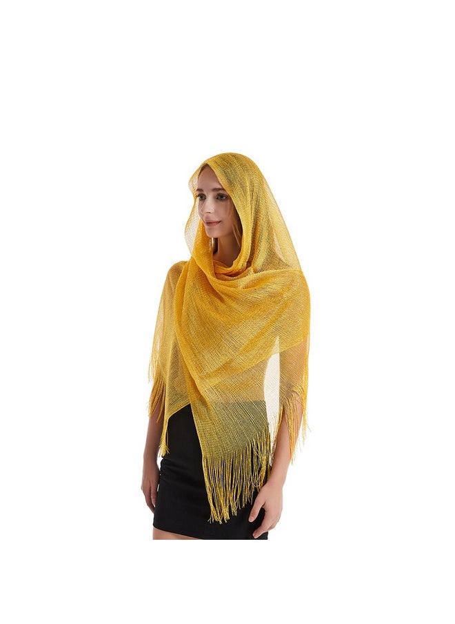 YOUR SMILE - Women Shawls And Wraps For Evening Dresses Sparkling Metallic Scarf For Weddings Party (Yellowgold) - Image 1