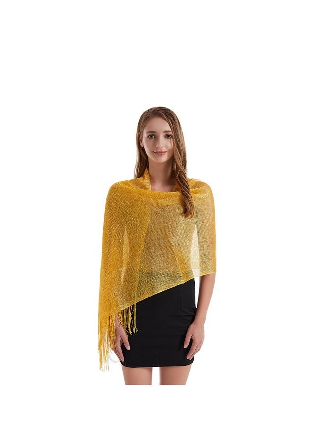 YOUR SMILE - Women Shawls And Wraps For Evening Dresses Sparkling Metallic Scarf For Weddings Party (Yellowgold) - Image 1