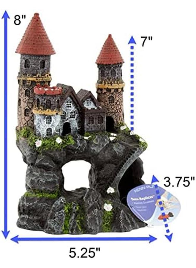 بين بلاكس ديكور حوض السمك على شكل قلعة مسحورة، مظهر رائع لأي حوض سمك، أماكن متعددة لاختباء الأسماك والسباحة، مقاس متوسط Rrw12 - Image 2