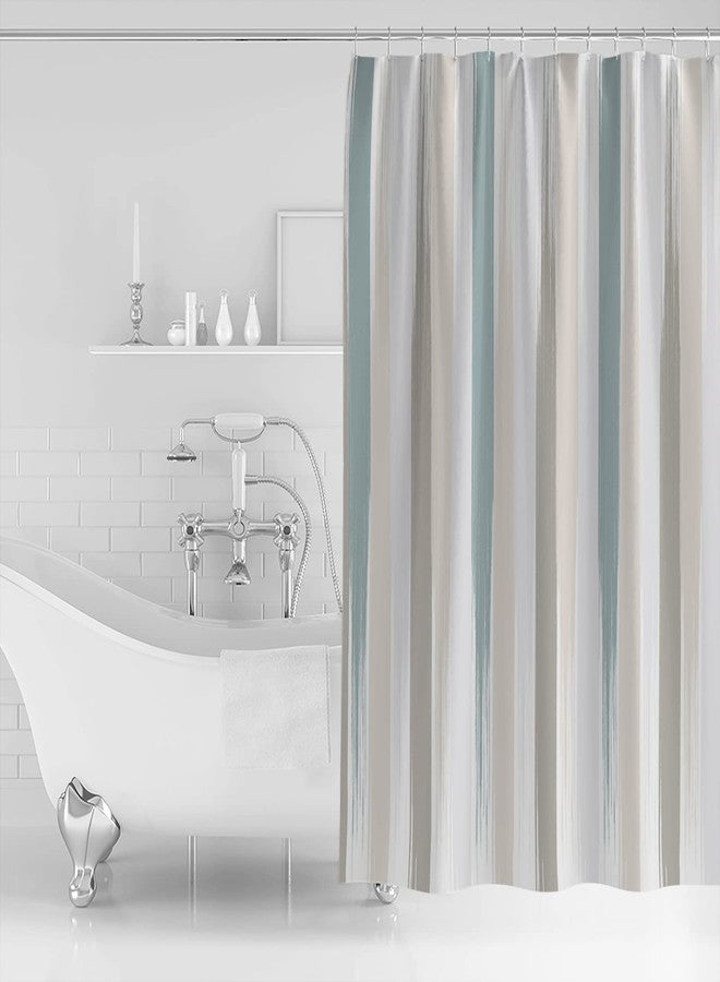 Pinroote Teal Beige Brown Shower Curtain, Stall Shower Curtains for Bathroom/Bathtub, Modern Oil Painting Striped Abstract Art Waterproof Fabric Shower Curtain Set with 12 Hooks, Standard 72" x 72" - Image 3