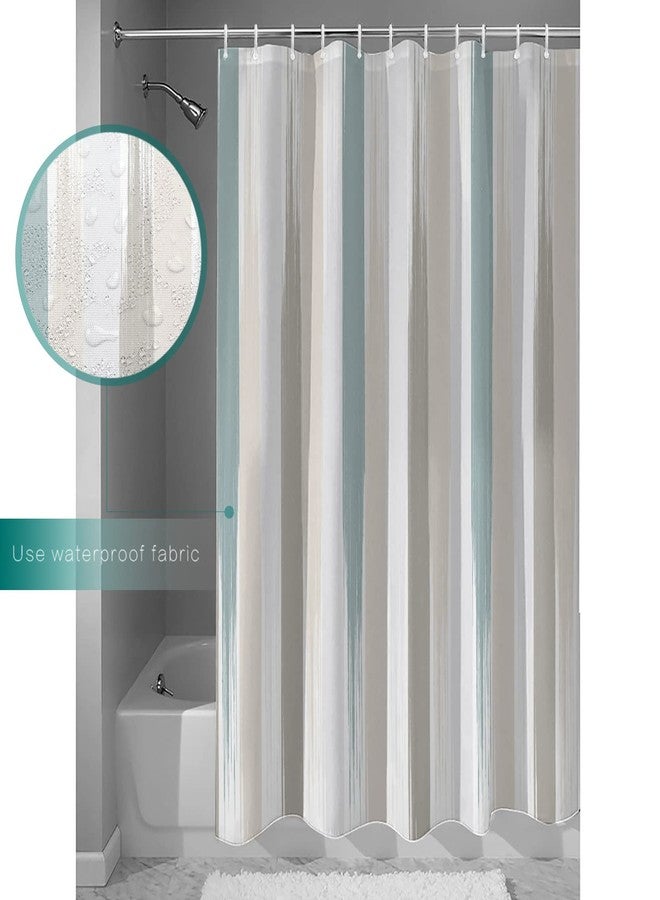 Pinroote Teal Beige Brown Shower Curtain, Stall Shower Curtains for Bathroom/Bathtub, Modern Oil Painting Striped Abstract Art Waterproof Fabric Shower Curtain Set with 12 Hooks, Standard 72" x 72" - Image 4