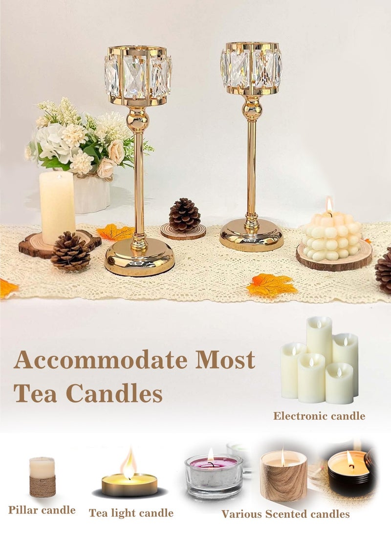 LEOKOR 2PCS Crystal Bowl Tealight Candelabra Votive Candle Holder Gold  - Image 3