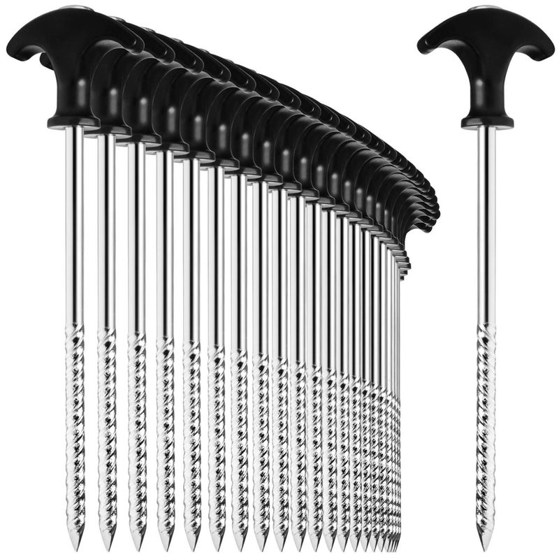 com-four 24X Tent Pegs Made Of Steel - Robust Ground Pegs With Thread For Camping And Outdoors - Ideal For Normal And Hard Ground With A T-Handle 0170X7Mm - Image 1