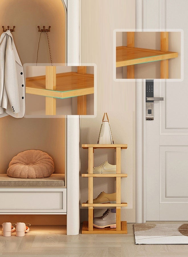 MIXDE 4-Tier Solid Wood Shoe Rack , Narrow Vertical Storage Organizer, Space-Saving Natural Wood Shoe Shelf for Entryway, Hallway, Bedroom  Balcony - Image 4