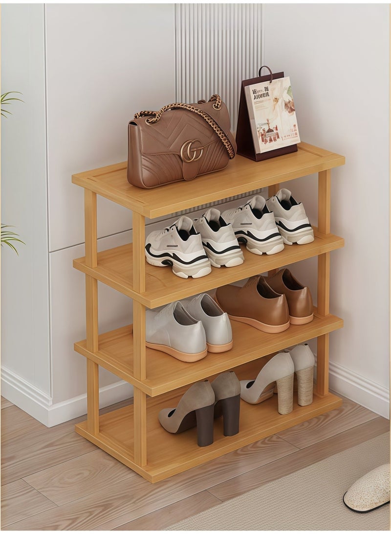 MIXDE 4-Tier Solid Wood Shoe Rack , Narrow Vertical Storage Organizer, Space-Saving Natural Wood Shoe Shelf for Entryway, Hallway, Bedroom  Balcony - Image 2