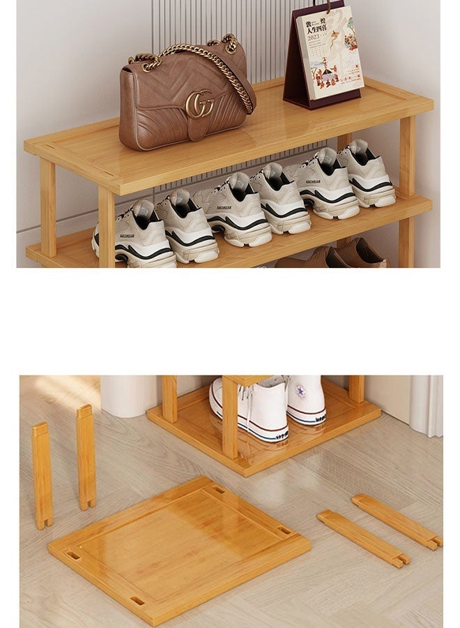MIXDE 4-Tier Solid Wood Shoe Rack , Narrow Vertical Storage Organizer, Space-Saving Natural Wood Shoe Shelf for Entryway, Hallway, Bedroom  Balcony - Image 3