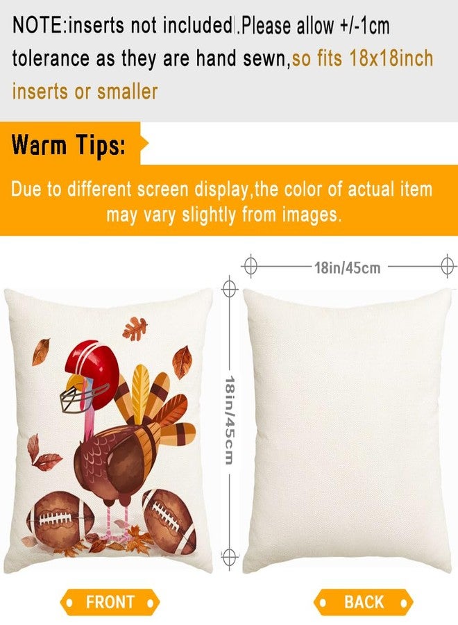 RABUSOFA Fall Throw Pillow Covers 18x18 Inch,Thanksgiving Turkey Football Cushion Case Autumn Farmhouse Decoration for Home Sofa Couch(Brown, 18"x18") - Image 2