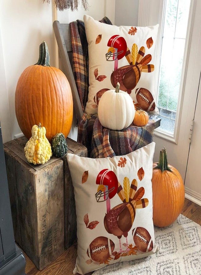 RABUSOFA Fall Throw Pillow Covers 18x18 Inch,Thanksgiving Turkey Football Cushion Case Autumn Farmhouse Decoration for Home Sofa Couch(Brown, 18"x18") - Image 5