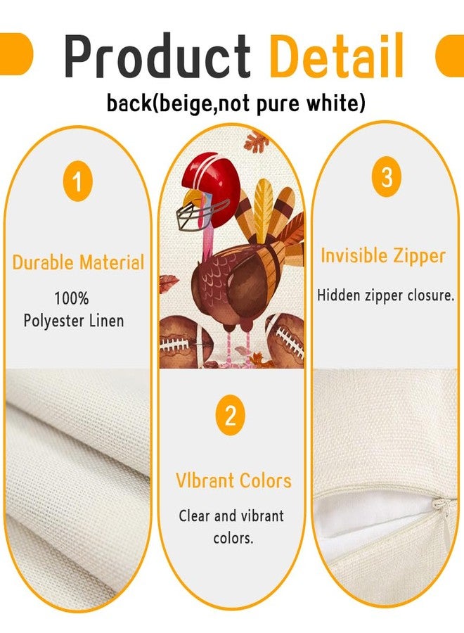 RABUSOFA Fall Throw Pillow Covers 18x18 Inch,Thanksgiving Turkey Football Cushion Case Autumn Farmhouse Decoration for Home Sofa Couch(Brown, 18"x18") - Image 4