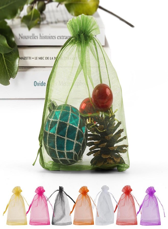 ANZNKU 50 Pack Organza Bags 4 x 6 inch Premium Sheer Drawstring Small Mesh Bags for Candy Jewelry Party Wedding Christmas Favor Gift Bags (Green) - Image 1