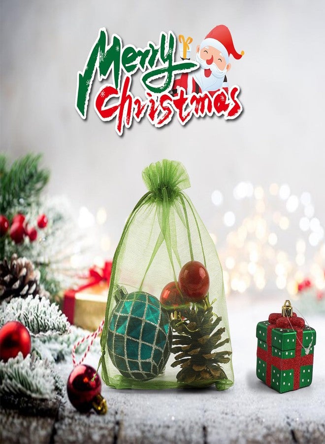 ANZNKU 50 Pack Organza Bags 4 x 6 inch Premium Sheer Drawstring Small Mesh Bags for Candy Jewelry Party Wedding Christmas Favor Gift Bags (Green) - Image 3