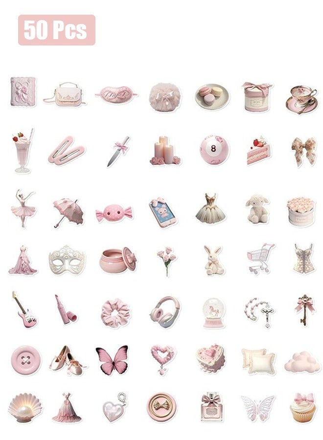 JoyousSto 50 Pcs Pink Gentle Ballet Girl Style DIY Stickers, Students Prize Suitable for laptops,Phone, Water Bottles, Skateboards, suitcases, Guitar etc, Cute Stickers for Children, Girl and Teenagers - Image 2
