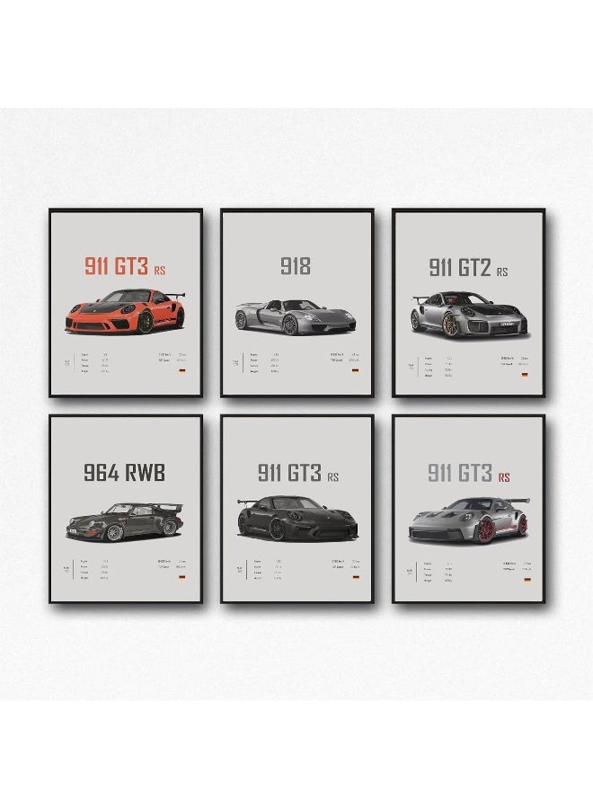 Home Trove Dujoi Car Poster 911 GT3RS Posters Racing Car Wall Art Vintage Car Posters For Men Car Art Prints 911 Coated Paper Cardstock Prints - Image 1