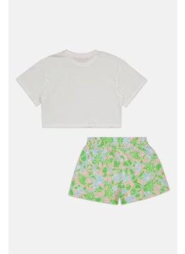 Jack Wills Kids Girl 2 Pc Graphic Printed Tee And Shorts Set, Multicolor  - Image 2