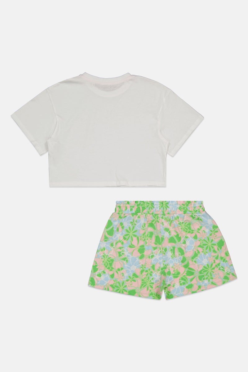 Jack Wills Kids Girl 2 Pc Graphic Printed Tee And Shorts Set, Multicolor - Image 2