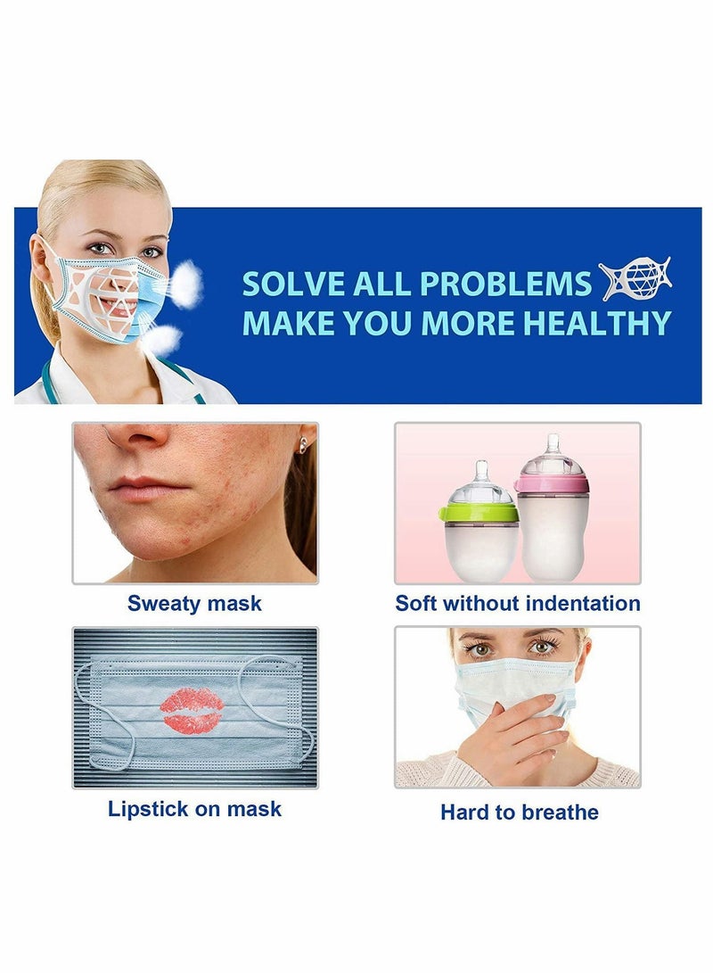 Y&D 2PCS 3D Mask Bracket Face Inner Support Frame Designed More Space Plastic for Comfortable Breathing Protect Lipstick Washable Reusable - Image 2