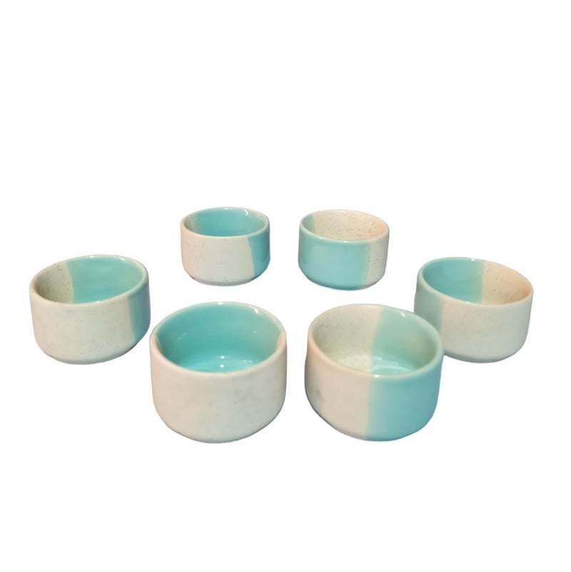 Mirakii Ceramic Sea Blue 50 ml Small Sauce Bowl Set, 6 Mini Dip Bowls for Serving Chutney, Salsa, Pickle, Sauce 062 - Image 2