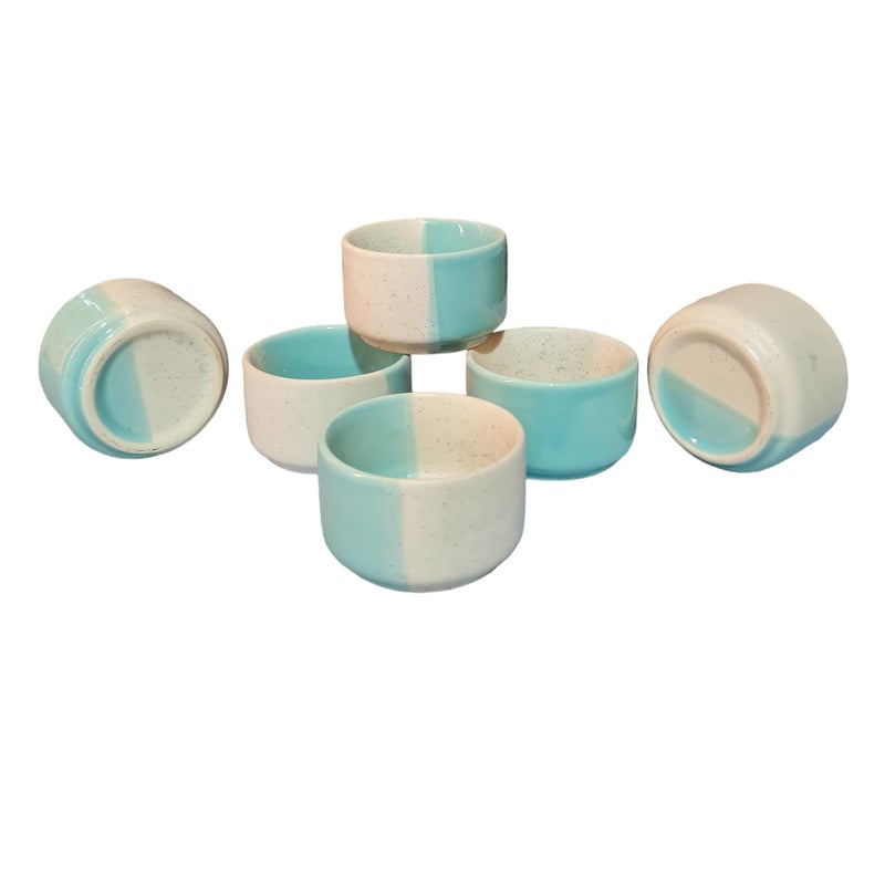 Mirakii Ceramic Sea Blue 50 ml Small Sauce Bowl Set, 6 Mini Dip Bowls for Serving Chutney, Salsa, Pickle, Sauce 062 - Image 1