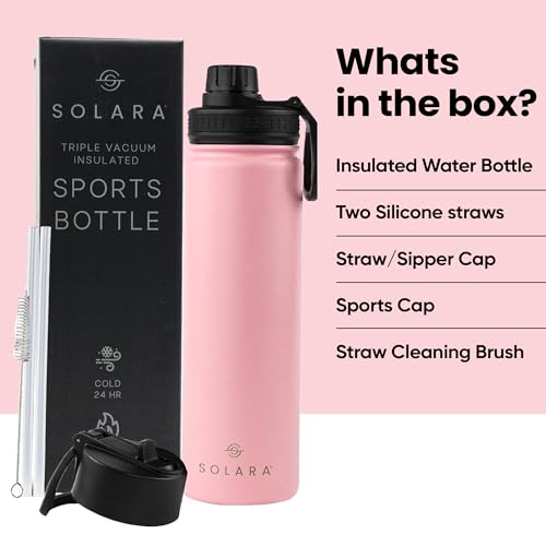 SOLARA Insulated Water Bottle 650ml, Hot Water Bottle, Thermosteel Water Bottles for Travel, Home, Office, School, Gym, Adults, Water Bottle Hot and Cold, Sipper Bottle, Angle Pink - Image 5