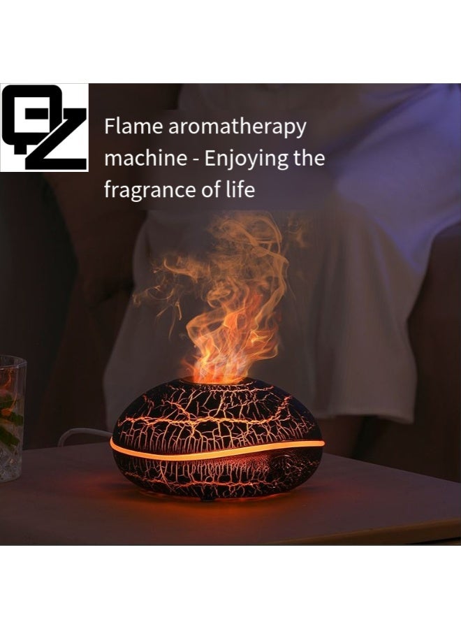 كيو زد موزع الزيوت العطرية فليم، مرطب رذاذ بالموجات فوق الصوتية للعلاج بالروائح العطرية بسعة 200 مل بتصميم صامت، إيقاف تشغيل تلقائي بدون ماء، 7 مصابيح ليد مهدئة للمكتب والمنزل وغرفة النوم، كراك - Image 1