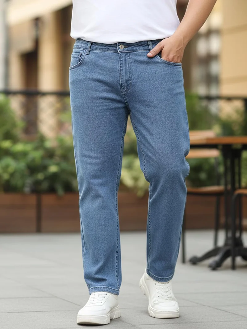 Urbano Plus Men's Light Blue Regular Fit Denim Jeans Stretchable