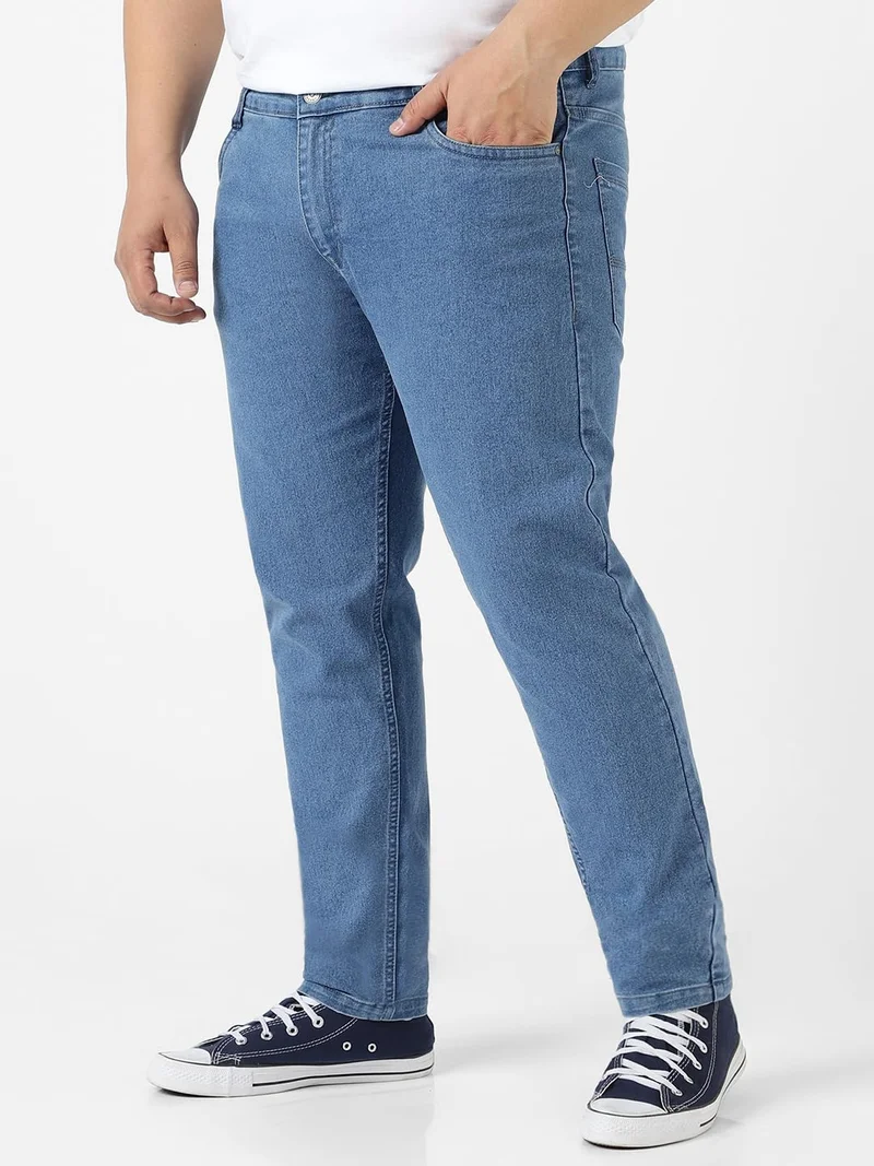 أوربانو فاشن Urbano Plus Men's Light Blue Regular Fit Denim Jeans Stretchable