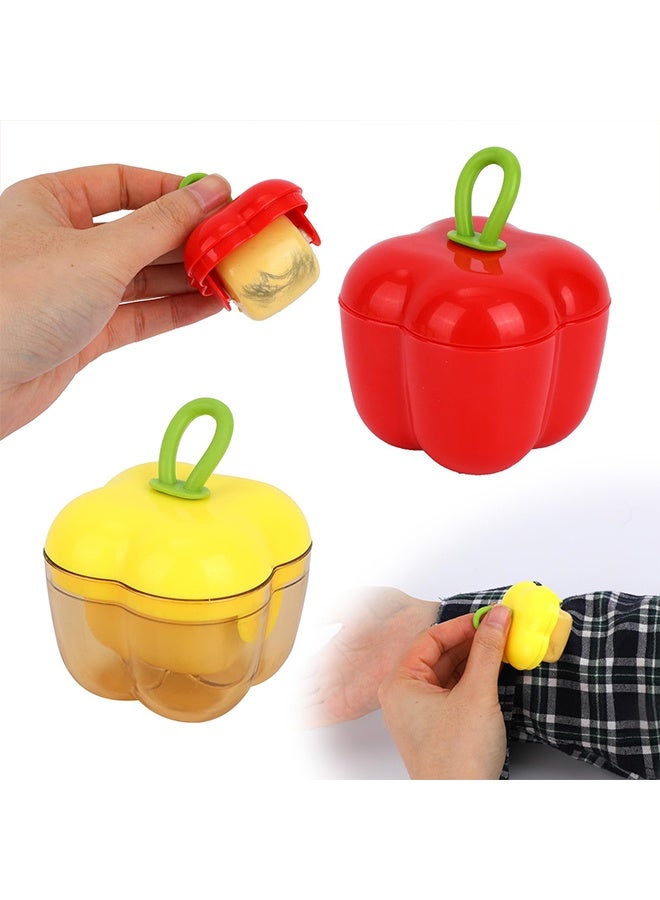 2 Pcs Protable Mini Lint Rollers, Travel Portable Reusable Washable Lint Rollers for Clothes Car Seats with Protective Cap, Fits in Wallet, Pet Hair Remover(Red and Yellow) - Image 1