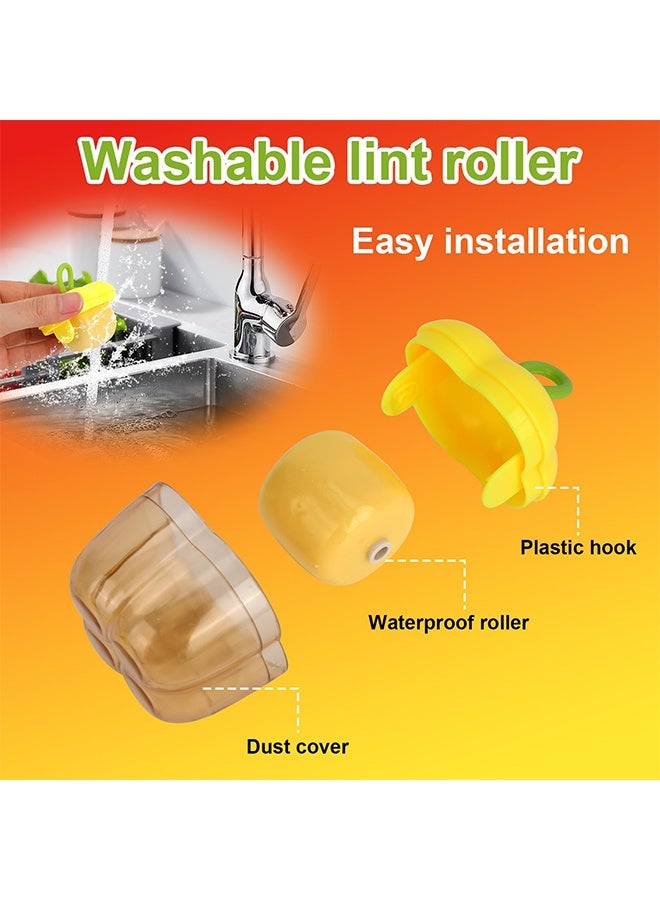 2 Pcs Protable Mini Lint Rollers, Travel Portable Reusable Washable Lint Rollers for Clothes Car Seats with Protective Cap, Fits in Wallet, Pet Hair Remover(Red and Yellow) - Image 5