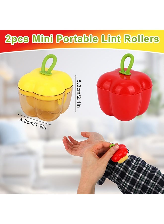 2 Pcs Protable Mini Lint Rollers, Travel Portable Reusable Washable Lint Rollers for Clothes Car Seats with Protective Cap, Fits in Wallet, Pet Hair Remover(Red and Yellow) - Image 3