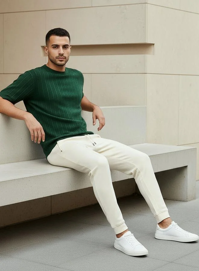 Splash FAV Men Regular Fit Crew Neck Short Sleeve Knit Textured T shirt