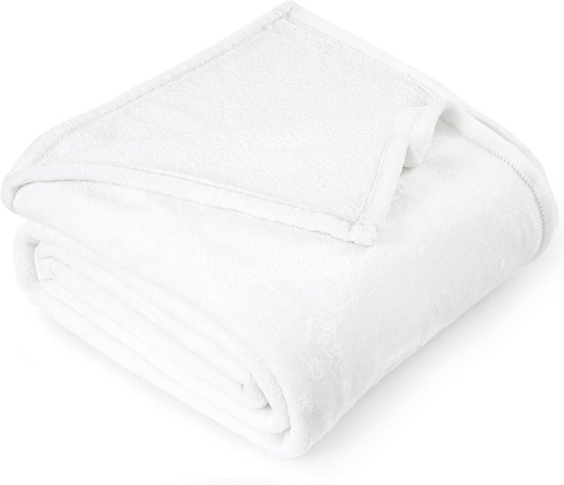 David's Home Soft Fleece Blanket King Size (230cm x 275cm), 300GSM Warm Comfy for Fall Winter, Cozy Plush Lightweight Fuzzy Blanket for Bed, Couch, Sofa, White - Image 1