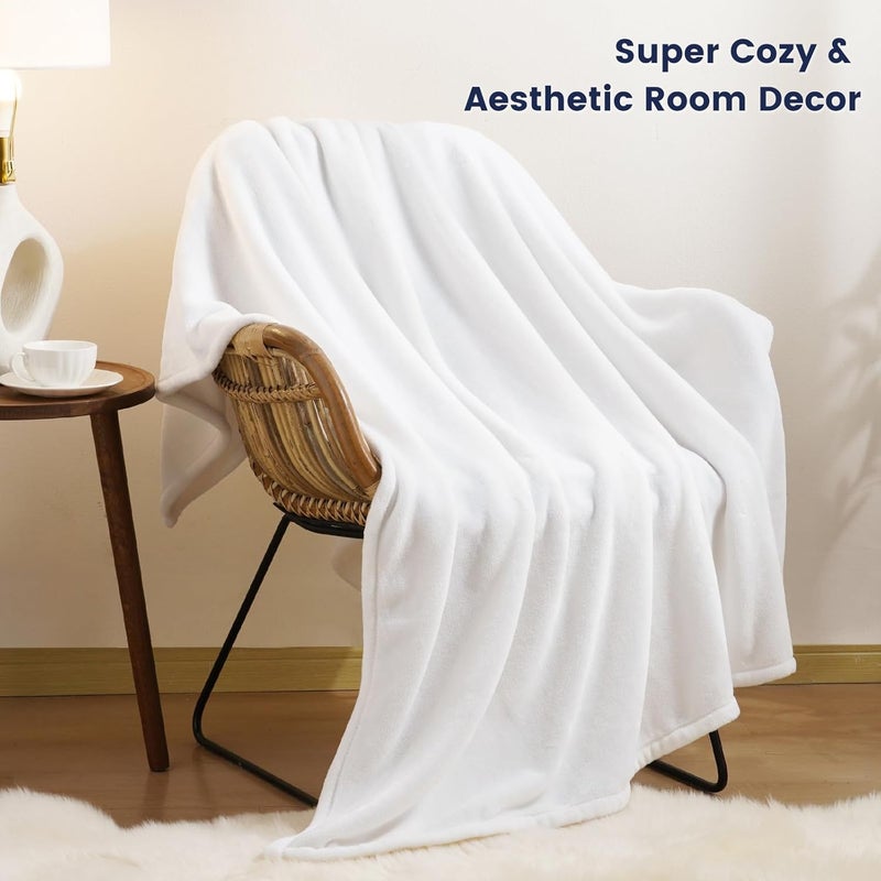 David's Home Soft Fleece Blanket King Size (230cm x 275cm), 300GSM Warm Comfy for Fall Winter, Cozy Plush Lightweight Fuzzy Blanket for Bed, Couch, Sofa, White - Image 3