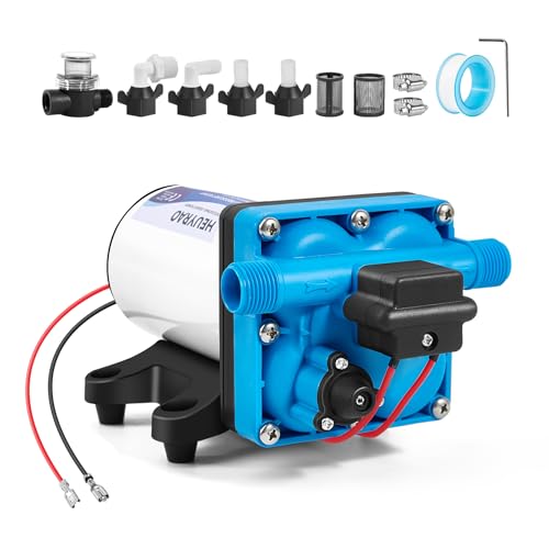 Heuyrao Rv Water Pump 12V DC Quiet 5.5GPM 70PSI,4 Chamber Self Priming Diaphragm Fresh Water Pressure Pump with Pressure Switch Strainer for RV Marine,Camper,Boat,Garden,Travel Trailer - Image 1