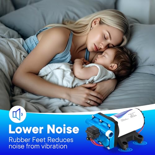 Heuyrao Rv Water Pump 12V DC Quiet 5.5GPM 70PSI,4 Chamber Self Priming Diaphragm Fresh Water Pressure Pump with Pressure Switch Strainer for RV Marine,Camper,Boat,Garden,Travel Trailer - Image 4