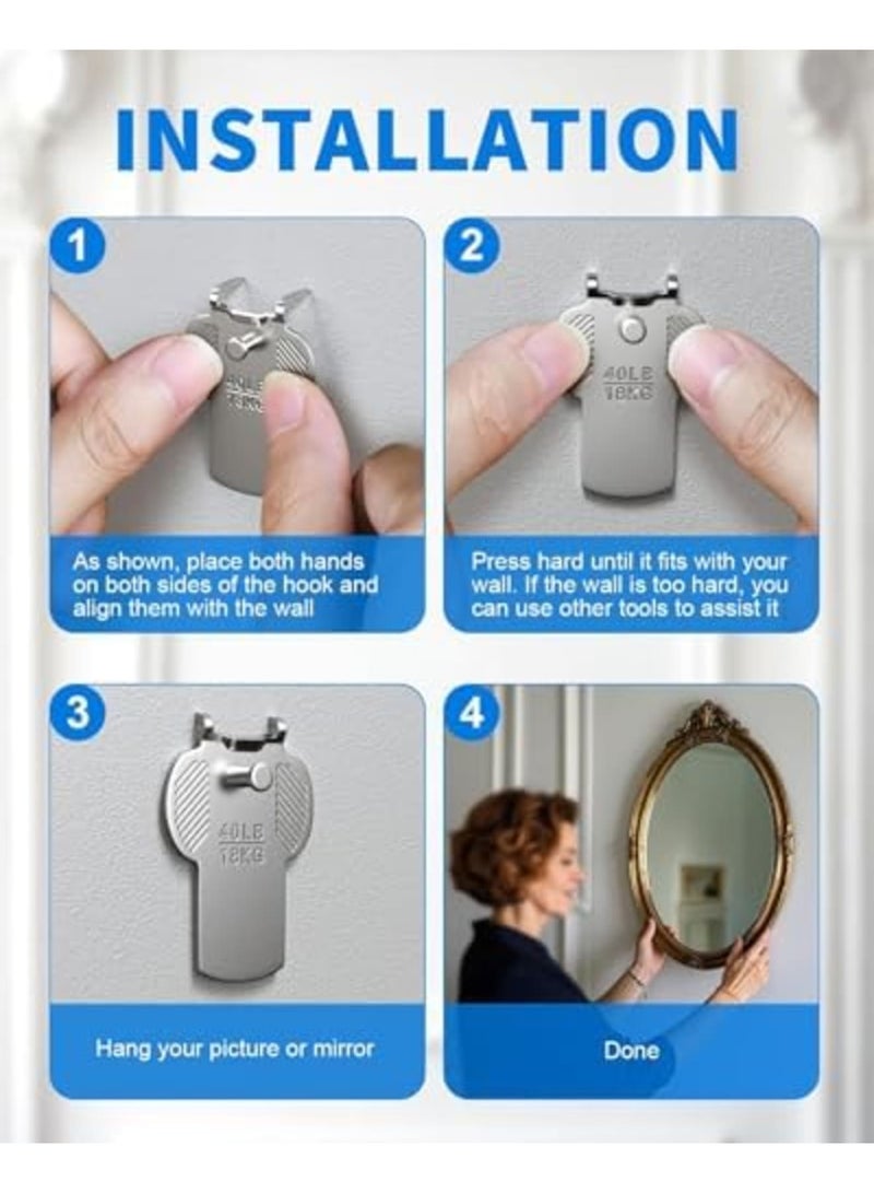 SYOSI Drywall Picture Hanging Hooks Claw – 10 Pcs 40lb Large Wall Hangers, Heavy Duty Art, Mirror, Poster, Photo, and Painting Hanger Hardware Kit for Drywall – No Damage, Reusable, Easy to Install - Image 4