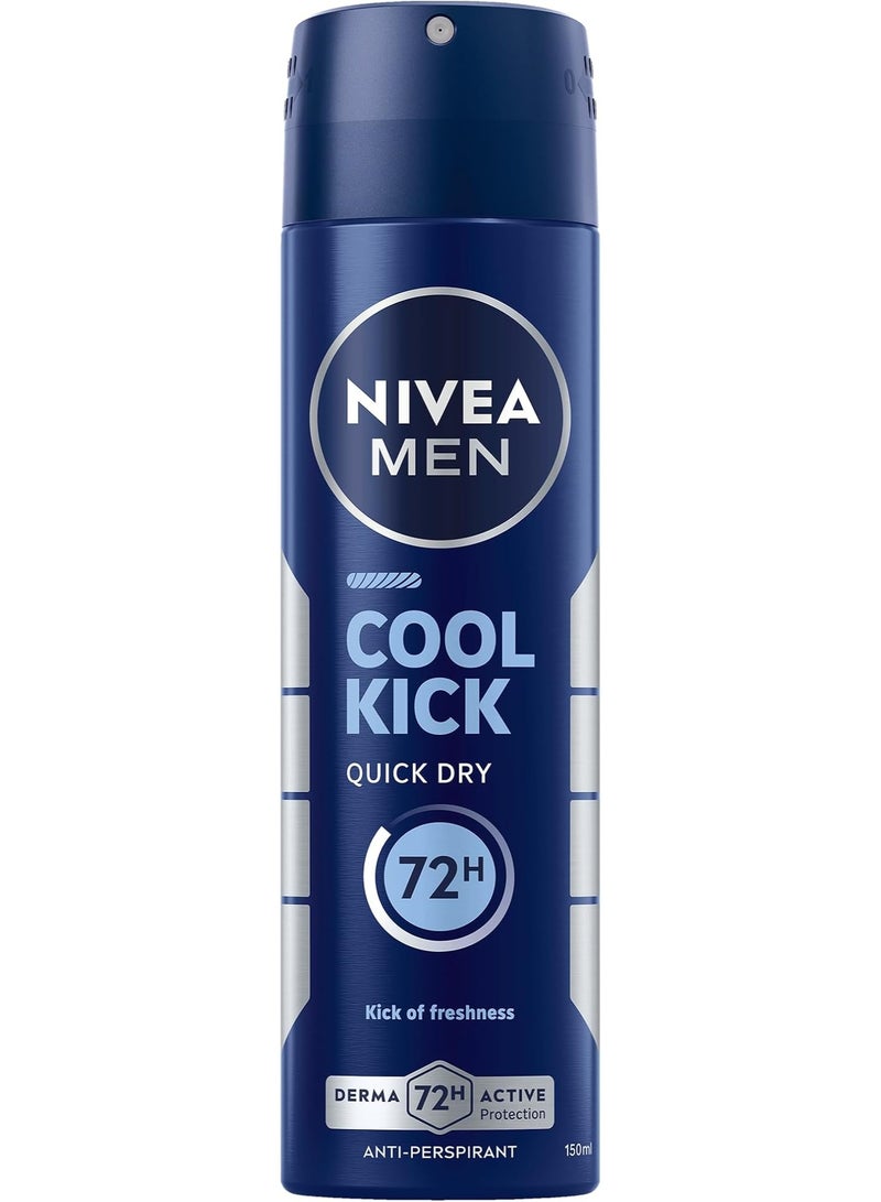 NIVEA MEN Antiperspirant Deodorant Spray for Men, Cool Kick Fresh Scent, 150ml - Image 1
