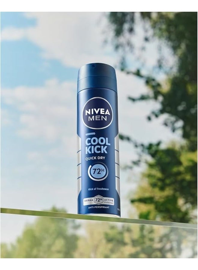 NIVEA MEN Antiperspirant Deodorant Spray for Men, Cool Kick Fresh Scent, 150ml - Image 2