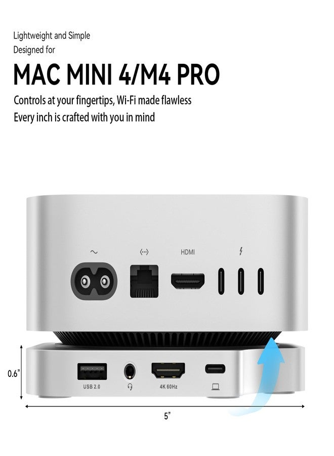 minisopuru قاعدة توصيل Minisopuru iExpandMate لجهاز Mac Mini مع منفذ HDMI بدقة 4K@60، ووحدة تخزين SSD من نوع M.2 NVMe بسعة 4 تيرابايت، وحامل لجهاز M4/M4 Pro 2024 (فتحة بطاقة TF/SD، و3 منافذ USB-A 2.0، ومنفذ صوت) | فضي - Image 2