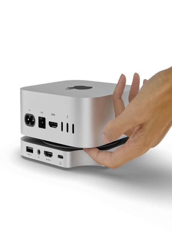 minisopuru قاعدة توصيل Minisopuru iExpandMate لجهاز Mac Mini مع منفذ HDMI بدقة 4K@60، ووحدة تخزين SSD من نوع M.2 NVMe بسعة 4 تيرابايت، وحامل لجهاز M4/M4 Pro 2024 (فتحة بطاقة TF/SD، و3 منافذ USB-A 2.0، ومنفذ صوت) | فضي - Image 1