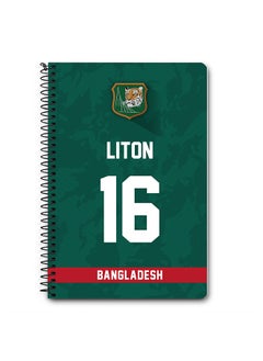 Designer A5 Spiral Notebook Memo Notepad Journal Player - Liton Das, Jersey Number -16 (With Logo)