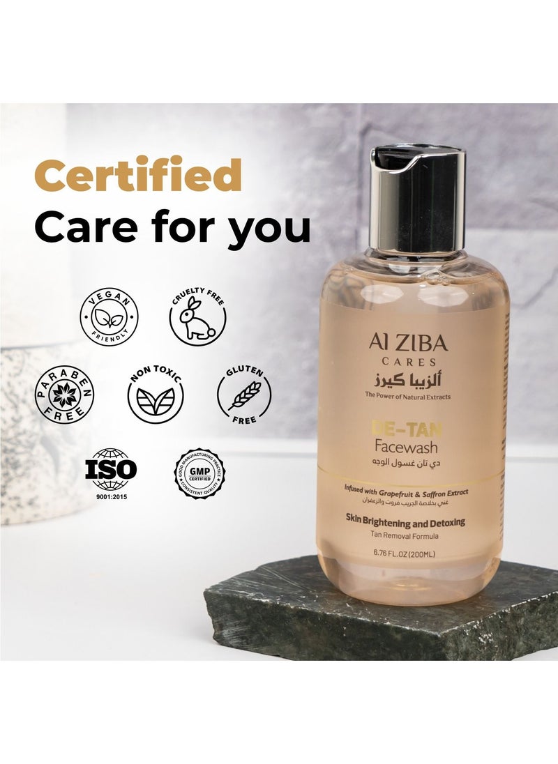 ALZIBA CARES - DETAN Face Wash Infused With Grapefruit & Saffron Extract 200 Ml - Image 1