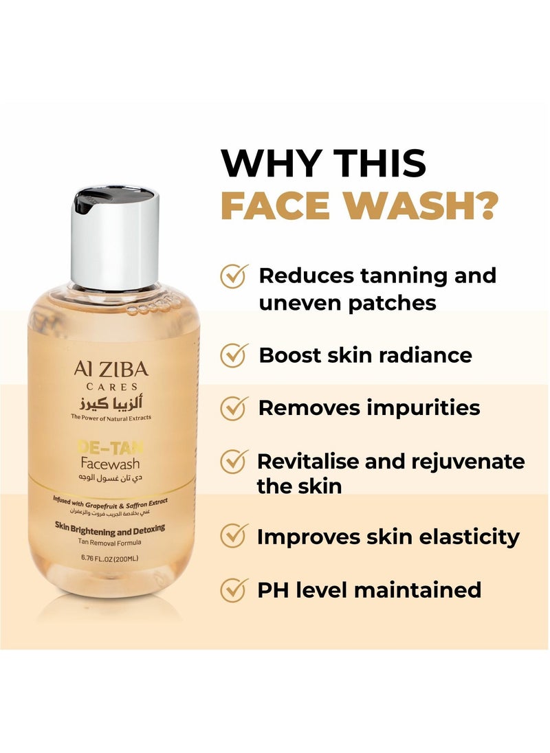 ALZIBA CARES DETAN Face Wash Infused With Grapefruit & Saffron Extract 200 Ml  - Image 3