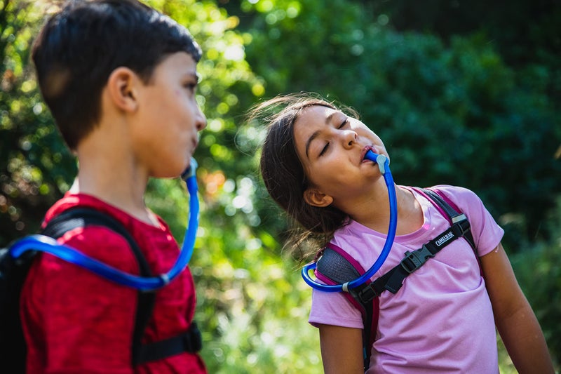 CamelBak Mini M.U.L.E. Kids Hydration Backpack for Hiking and Biking - 50oz, Green/ Mountains - Image 2