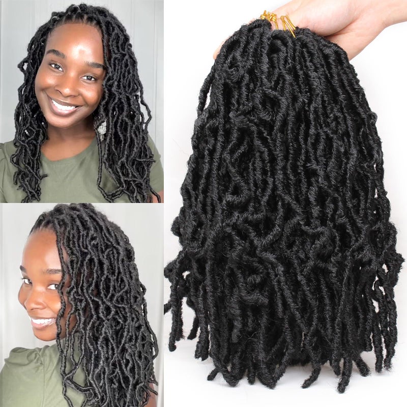 Leeven 12 Inch 108 Strands Short Soft Locs Crochet Braids Hair For Distressed Butterfly Locs Black Curly Faux Locs Crochet Braiding Hair For Women 6 packslot 1B