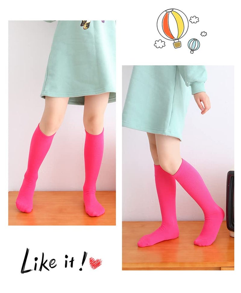 Toptim Little Girl's Knee High Socks Over Calf Kids Overknee Stockings Bow Style (Mesh-6 Pairs) - Image 2