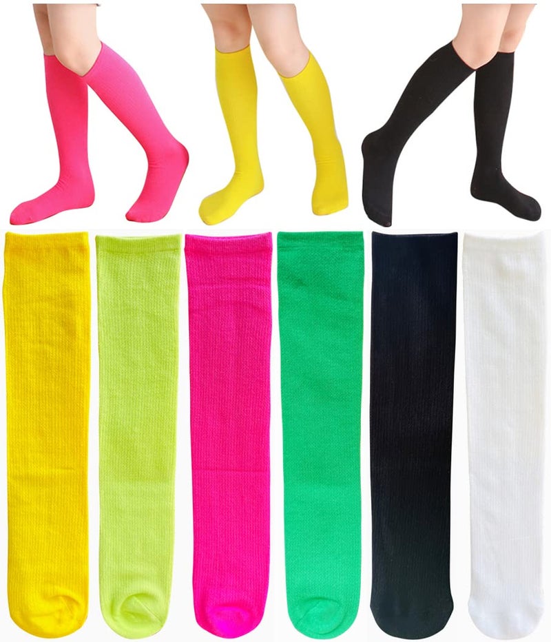 Toptim Little Girl's Knee High Socks Over Calf Kids Overknee Stockings Bow Style (Mesh-6 Pairs) - Image 1